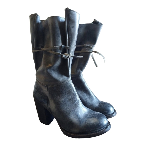 Freebird by Steven 'Guilt' Rustic Black Mid Calf Leather Tie Boots Size … - Picture 4 of 12